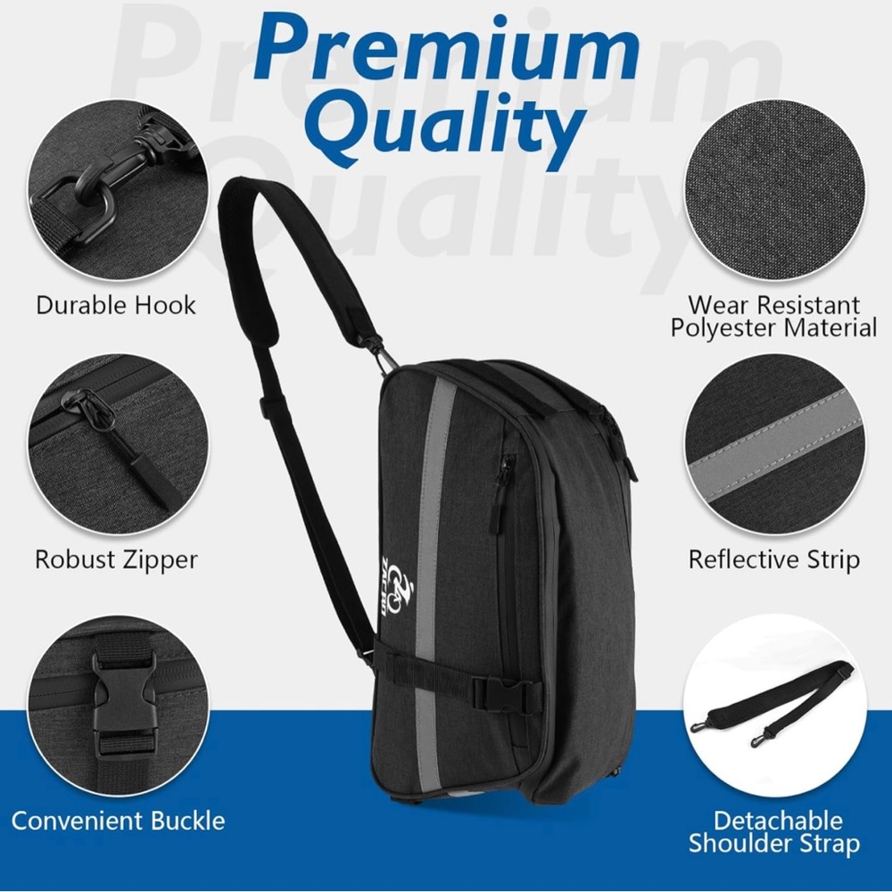 New 3 in 1 Shoulder/Handheld/Electric Ebike Pack Cargo Bag, 13L Waterproof/Black - Picture 4 of 13